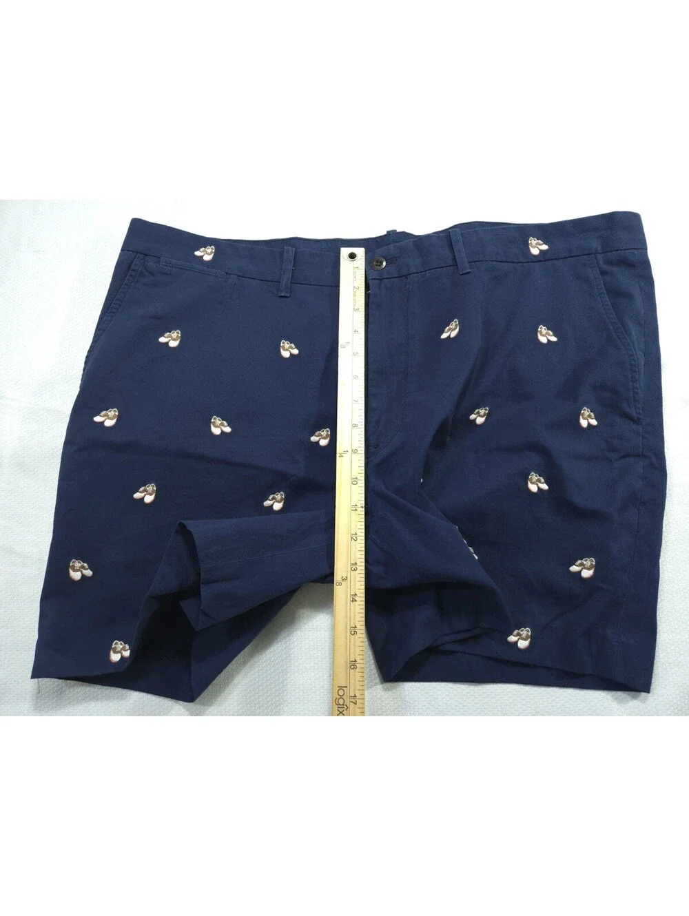 Polo Ralph Lauren Shorts Mens 42 Navy Blue Golf Chino Saddle Shoe Embroidery